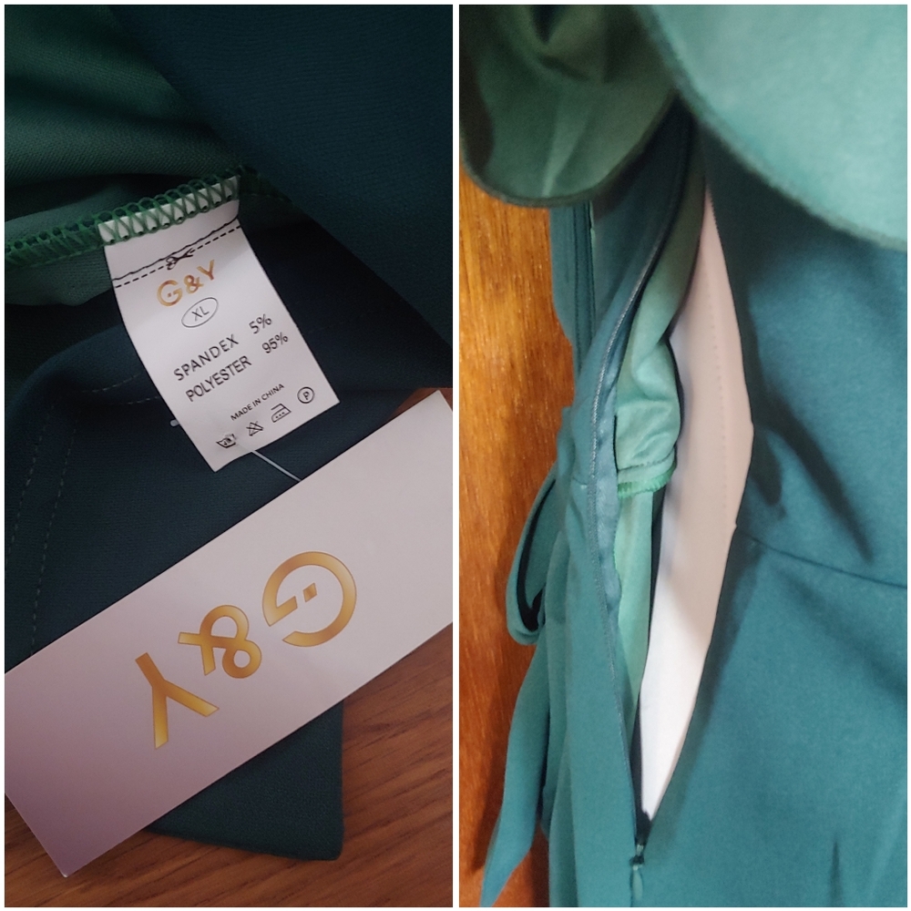 NWT G&Y Dark Green V Ruched Tie Waist Wrap Short Sleeve Cocktail Midi Dress XL - Picture 12 of 15